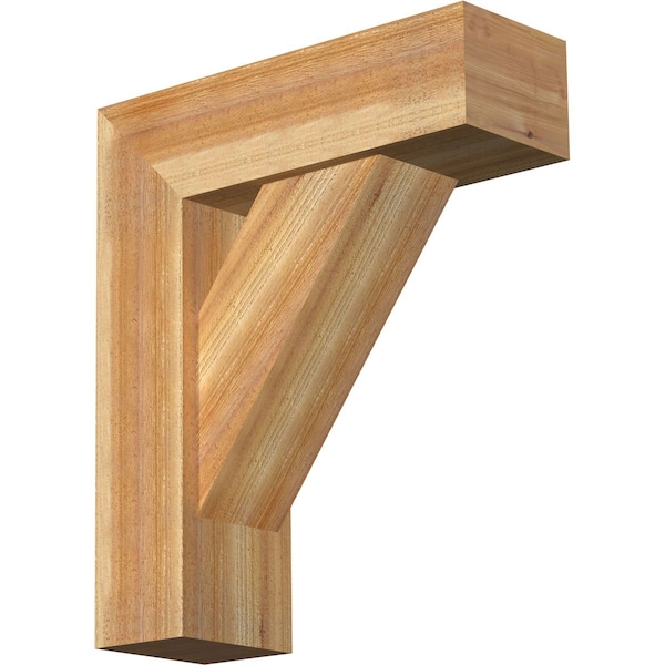 Ekena Millwork Traditional Block Rough Sawn Bracket w/ Offset Brace, Western Red Cedar, 8"W x 24"D x 28"H BKT0806X24X28TRA05RWR - main